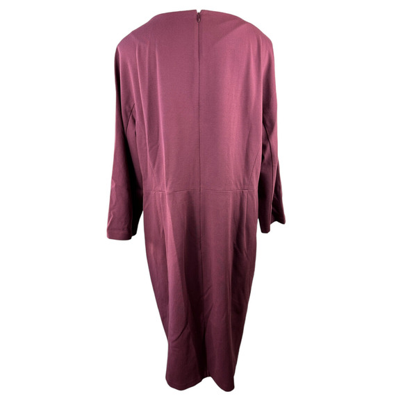 Lafayette 148 New York Sheath Dress 3/4 Sleeve Pleated Berry Womens Plus Size 3X - Picture 8 of 12
